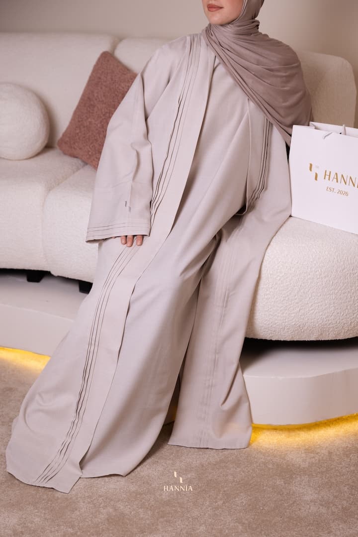 Safa Two Piece Linen Abaya